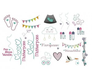 Stickserie - Motive für Mutterpasshüllen & Babygschenke